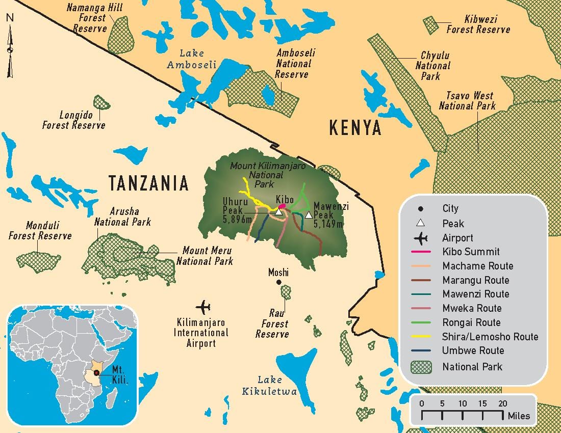 نقشہ کے تنزانیہ kilimanjaro