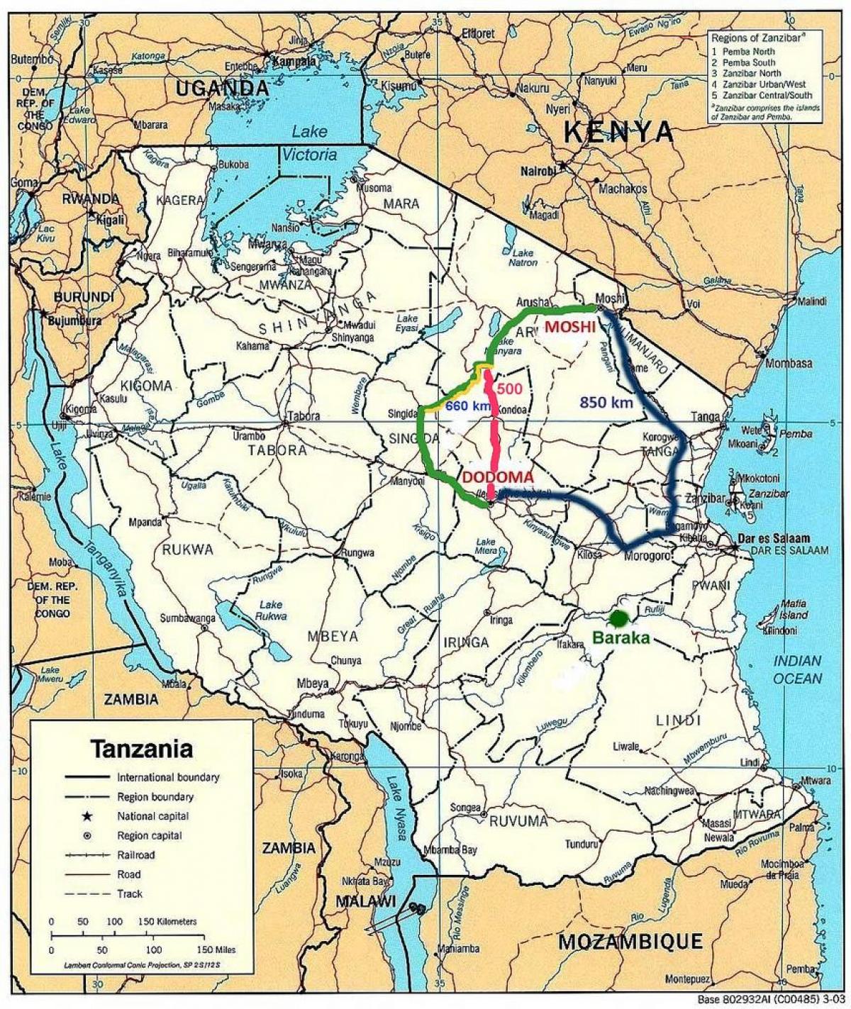تنزانیہ روڈ نیٹ ورک کا نقشہ