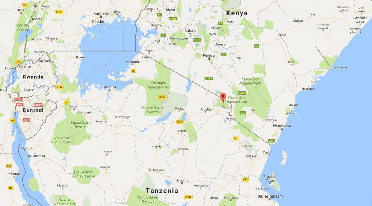 تنزانیہ کے مقام پر دنیا کے نقشے