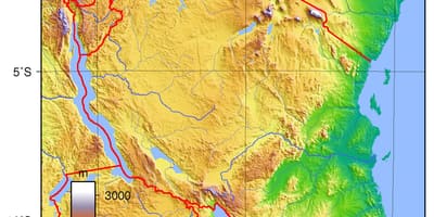 تنزانیہ topographic نقشہ