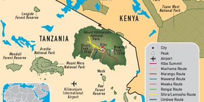 نقشہ کے تنزانیہ kilimanjaro