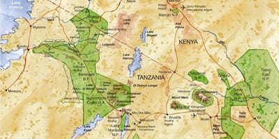 شمالی تنزانیہ کا نقشہ