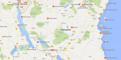 نقشہ تنزانیہ کے ہوائی اڈوں 
